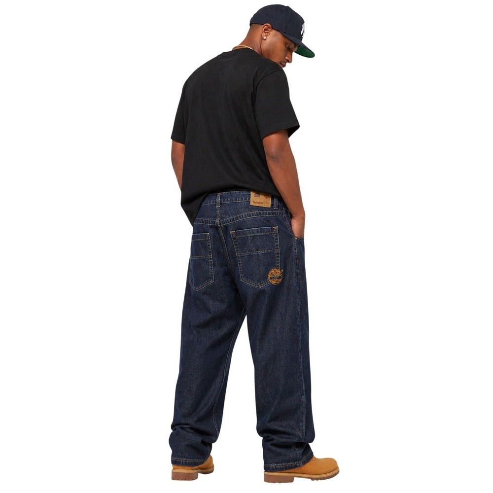 Timberland Mens Baggy Relaxed Fit Denim Jeans Dark Wash Blue 42x34 Y2K Skater